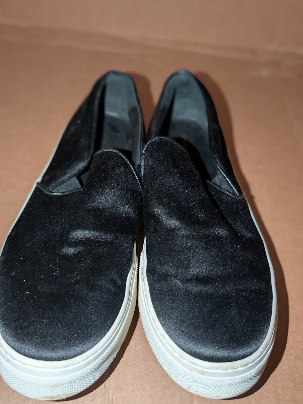 Celine Black Slip-On Satin Sneakers with White Soles